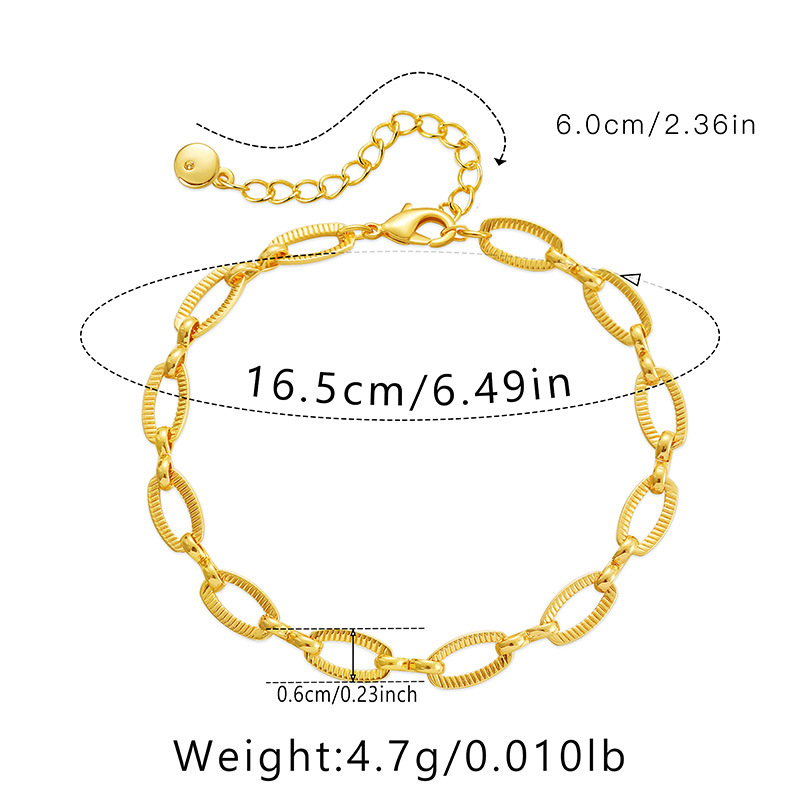 Simple Style Oval Solid Color Copper Plating Hollow Out Bracelets 1 Piece