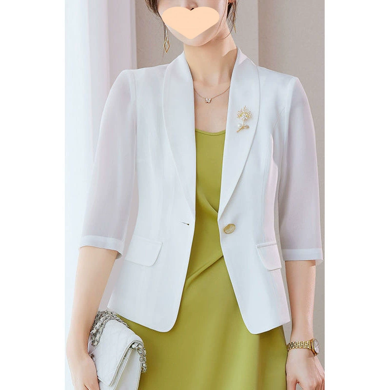 Белый шифоновый повседневный жакет для женщин, летний тонкий маленький, новый короткий топ 2025 года