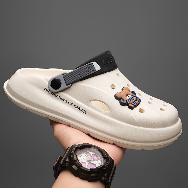 Summer Hole Shoes Men's Thick-soled Casual Sports Non-slip Soft-soled Sandals for Outer Wear New Style Shoes for Men's Slip-on Beach Slippers