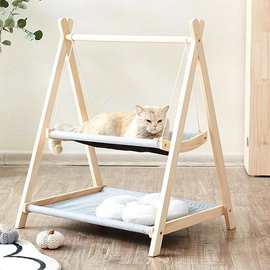 批发宠物实木用品四季通用猫狗休闲玩具猫咪秋千吊床可拆卸可清洗