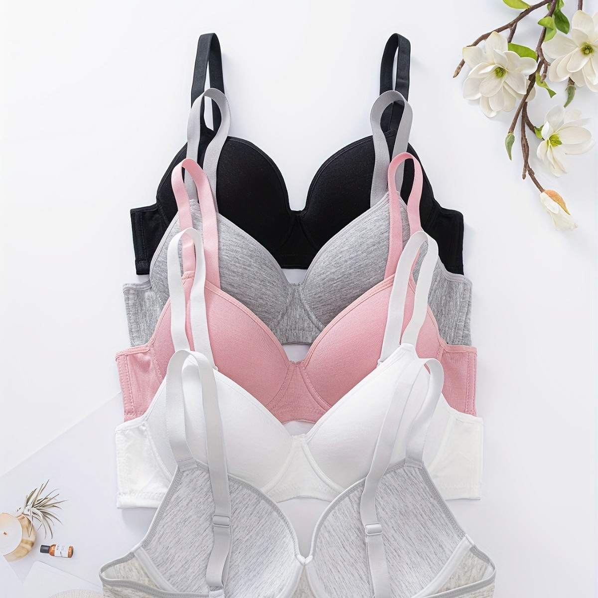 Bra caliente transfronterizo simple ropa interior de anillo de acero brillante se reúnen cómodos sujetadores delgados para mujeres cómodos ajustes transpirables