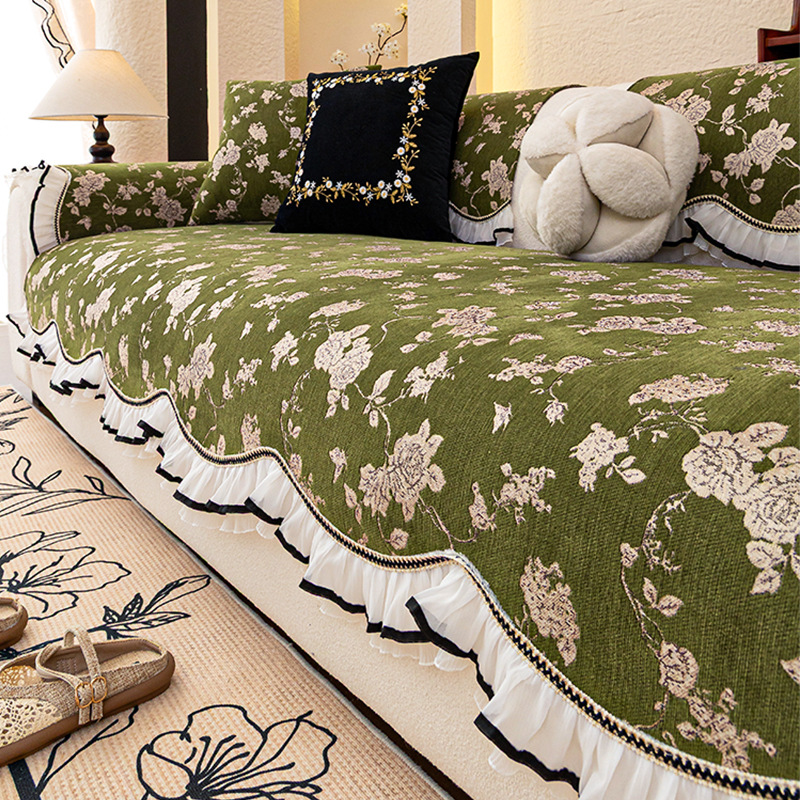 Cojín de sofá de estilo medio Cheniel Four Seasons Universal 2025 nuevo cojín de sensación premium de forma especial antideslizante paño de tela en línea recta