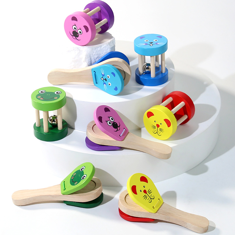 Bebé dibujos animados animal timbre de madera niño pequeño puzzle educación temprana Orf instrumento musical bebés educación temprana música