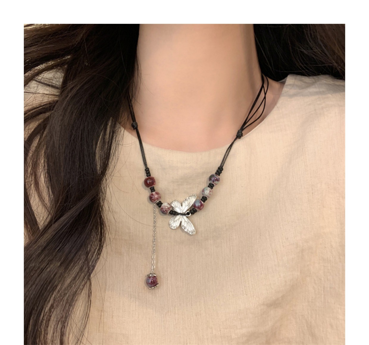 100g Weight Pendant Necklace Classification Ethnic Style Geometric Butterfly Ceramics Wholesale Pendant Necklace