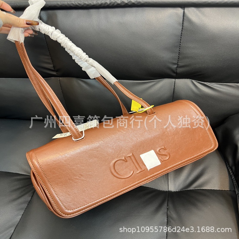Clos ModBow Bowling Bag Large Vegetable-Tanned Top Grain Cowhide Shoulder Bag High Capacity Baguette Underarm Bag - Thumbnail 8