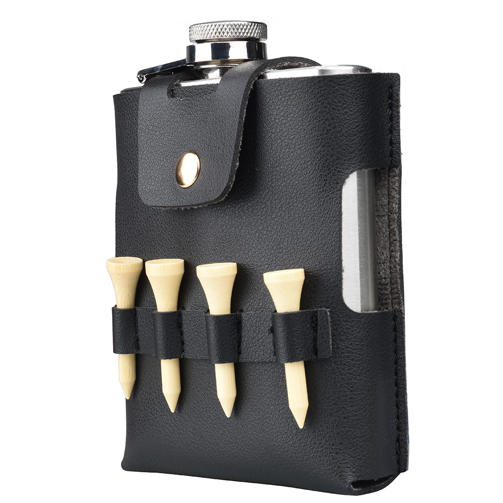 Erfuhu práctica herramienta 200ml olla de vino plana con bolsa de cintura con bola de uñas y fruta collar tenedor fácil de llevar