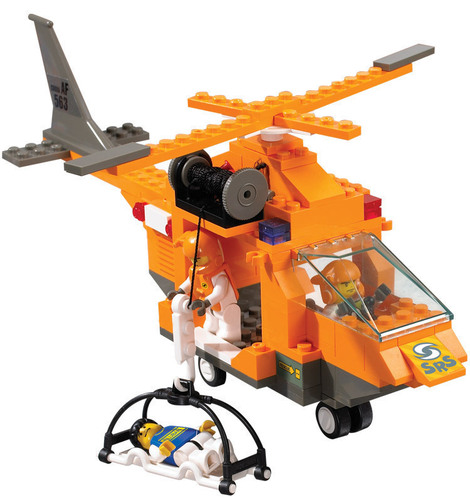 Little Lu Ban Blocks SRS Emergency Rescue Team 0102 Air Rescue Aircraft Children's Intelligence Assembly Toy 