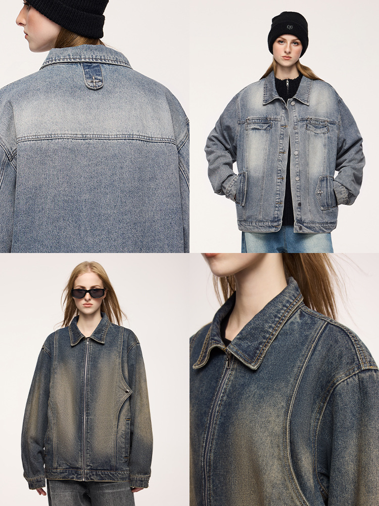 捷展男装 | アメリカのレトロな水洗いデニムジャケット2025春秋コートアメリカの街頭で古い上着を作る