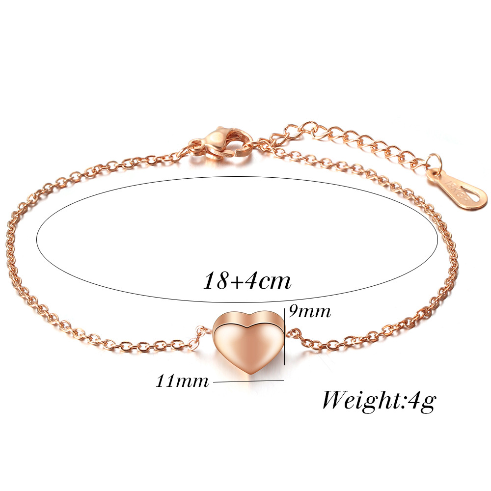 8g Weight Bracelets Classification Titanium Steel Chain Material 1 Piece Quantity Simple Style Heart Shape Titanium Steel Plating Gold Plated Bracelets