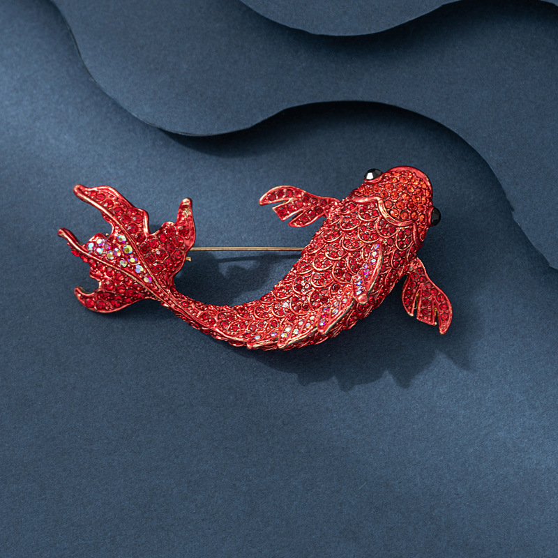 Good luck in the new year, red carp brooch, sweater cardigan pin ornament_voghion.com