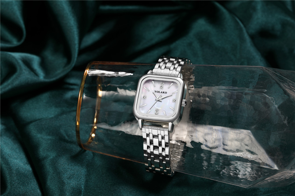 Hot Selling Women's Square Diamond Shell Face Quartz Watch Rose Gold Steel Band Women's All-match Quality Watch_voghion.com