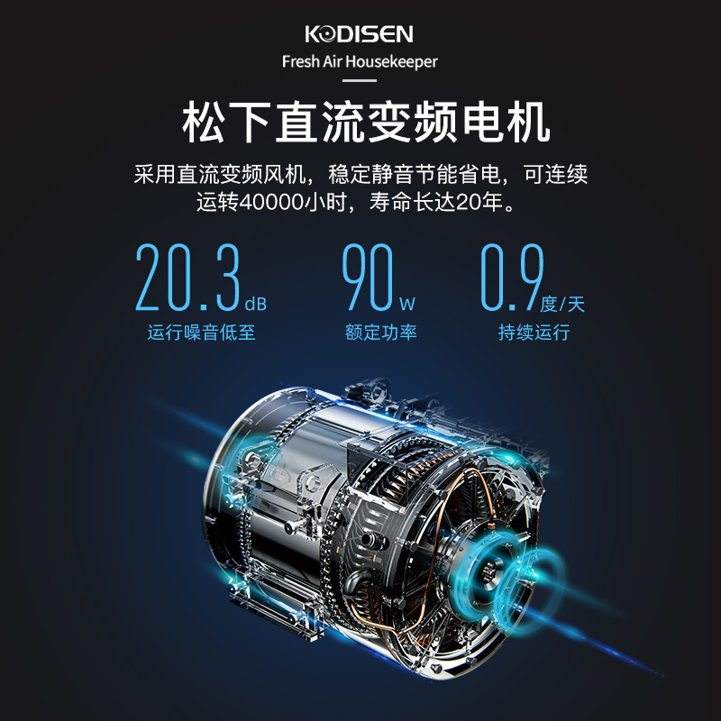 KODISEN空调新风系统家用静音全热交换器新风机换气PM2.5净化