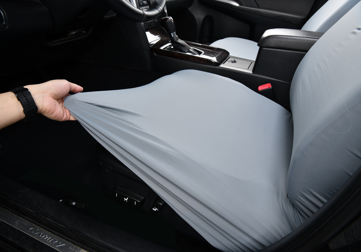 Ice Silk Elastic Non-Slip Car Seat Cover, Cooling B-Style Front Seat Single Universal Type Dustproof Car Seat Cover