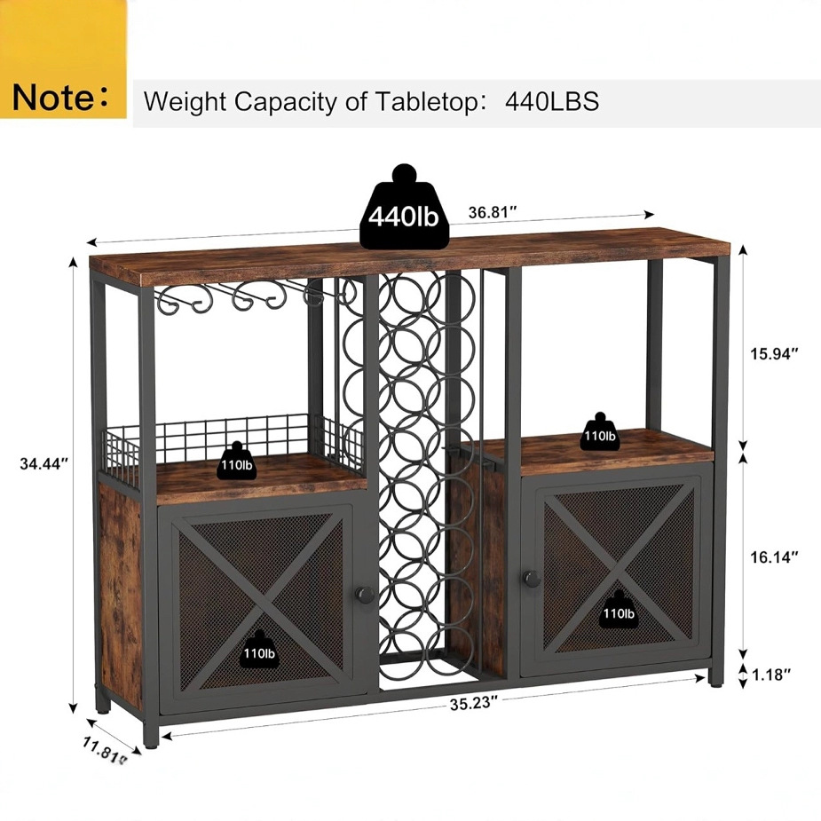 Home Mini Bar Wooden Coffee Bar Cabinet Modern Wine Cabinet for Wine and Glass