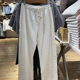 BM风 裤子白色松紧腰抽绳休闲直筒裤女bm百搭宽松显瘦阔腿长裤