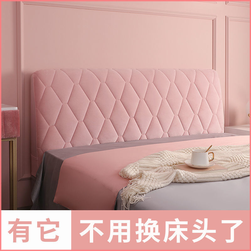 オールインクルーシブファブリックベッドサイドカバーシンプルモダンヨーロピアンスタイルソフトベッドサイドカバー曲面背もたれカバー防塵保護カバー|undefined