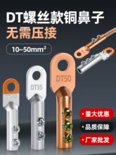 DT铜鼻子免压铜铝鼻DTL接线端子DL线鼻10/16/35平方紫铜线耳接头