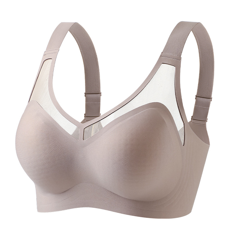 Verano delgado tamaño de malla de jalea ropa interior damas reunidas sin marcas sin anillo de acero bra anti-caída bra de soporte superior