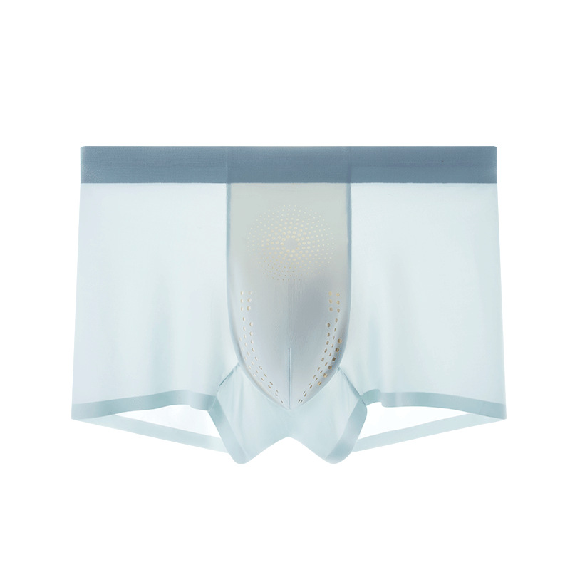 Procesamiento de ropa interior de seda de hielo para hombres de verano personalizados, pantalón bóxer cómodo transpirable ultrafino de dopamina, cabeza de pantalones cortos para hombres