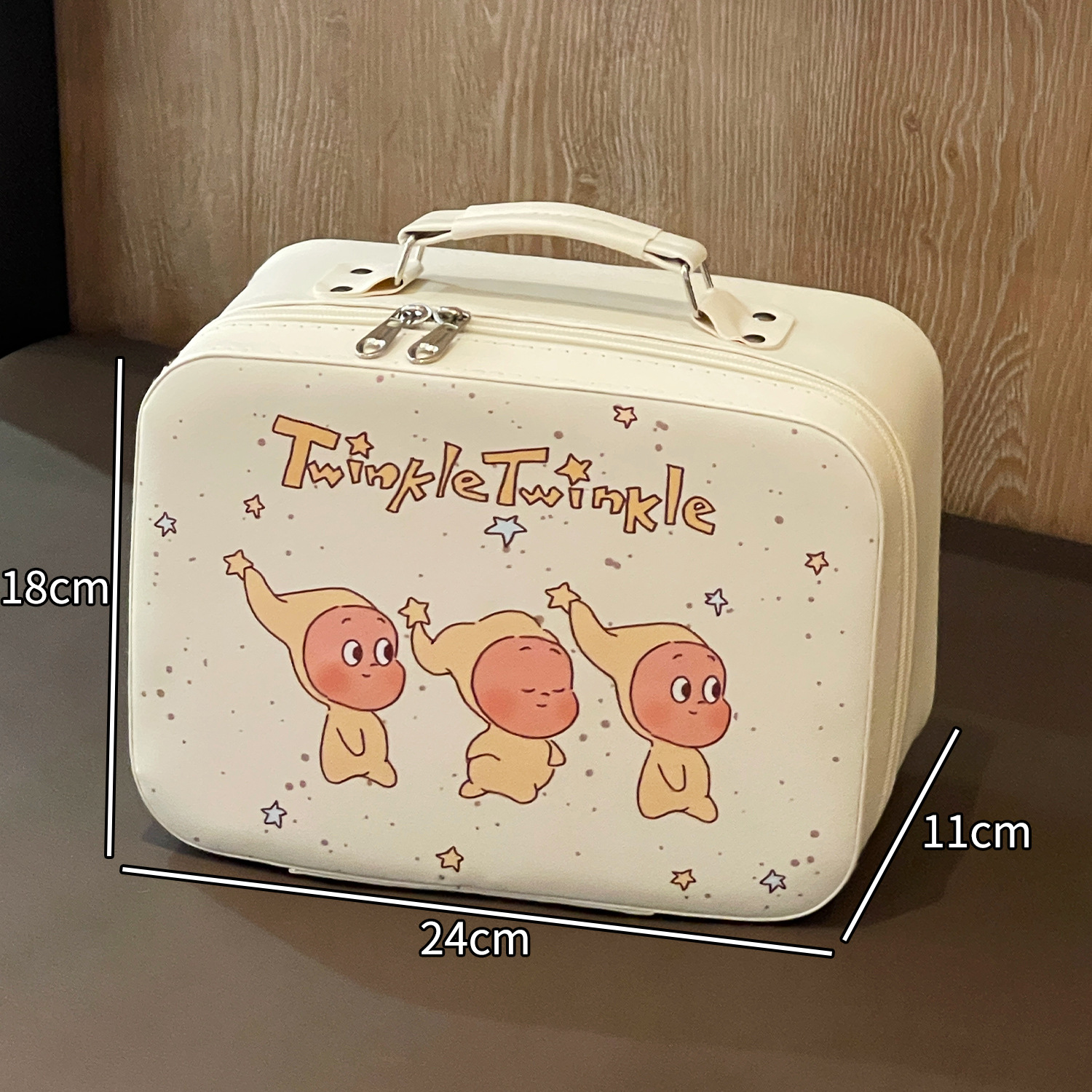 Hermosa bolsa de maquillaje portátil impermeable, caja de almacenamiento de maquillaje de gran capacidad, bolsa de maquillaje portátil con espejo