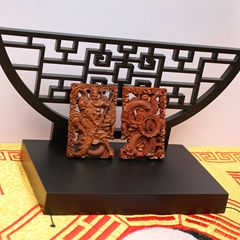 雷擊棗木關羽46牌掛件吊墜道家法器隨身配飾老料深色精雕手工打磨