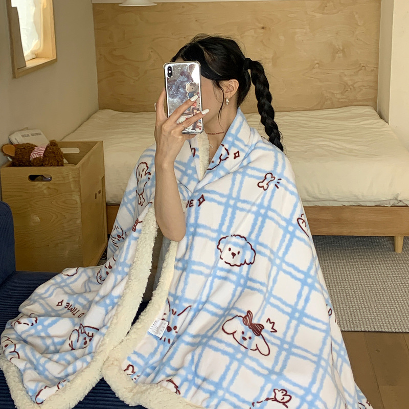 可爱风高克重加厚保暖牛奶绒羊羔绒多功能毛毯沙发办公室午睡盖毯|undefined