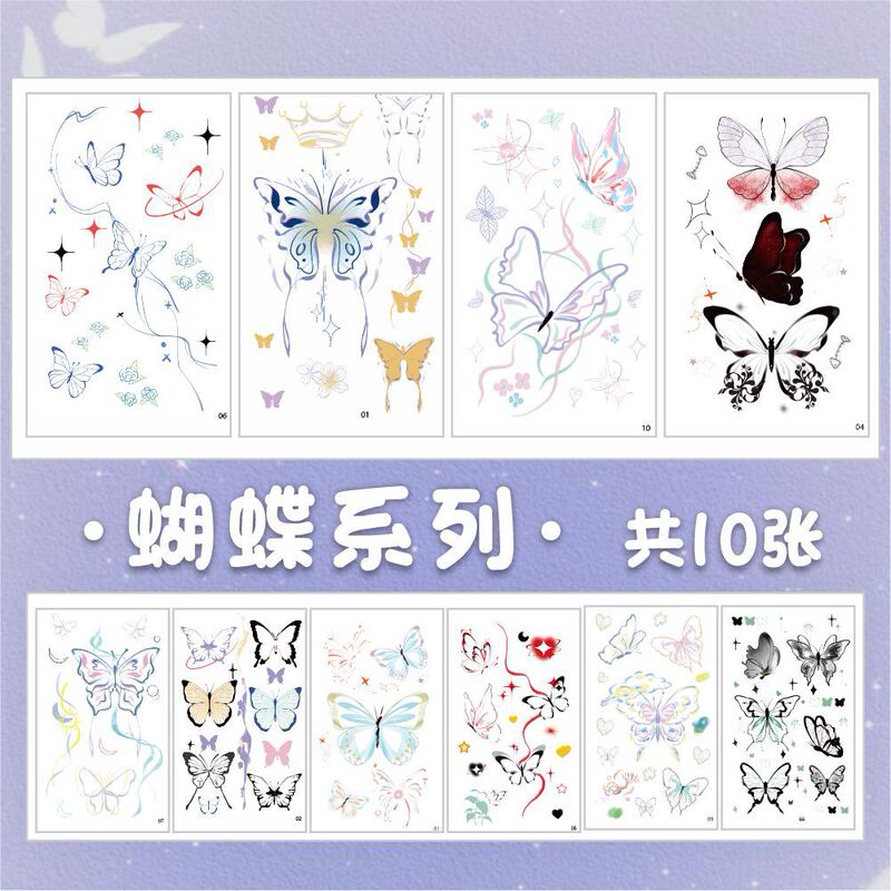 Cross-border New Color Butterfly Tattoo Sticker Girl Simulation Temporary Arm Clavicle Scar Covering Small Fresh Tattoo Sticker