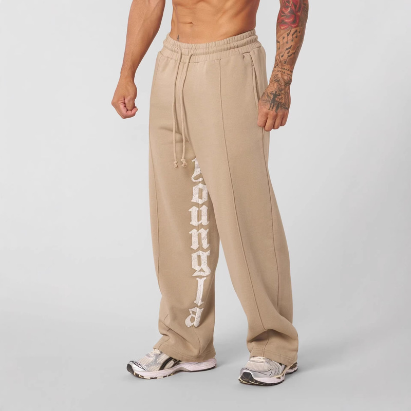 Youngla American-Style Letter Print Casual Pants Jogger Muscle Sports Fitness Cotton Loose Straight Pants