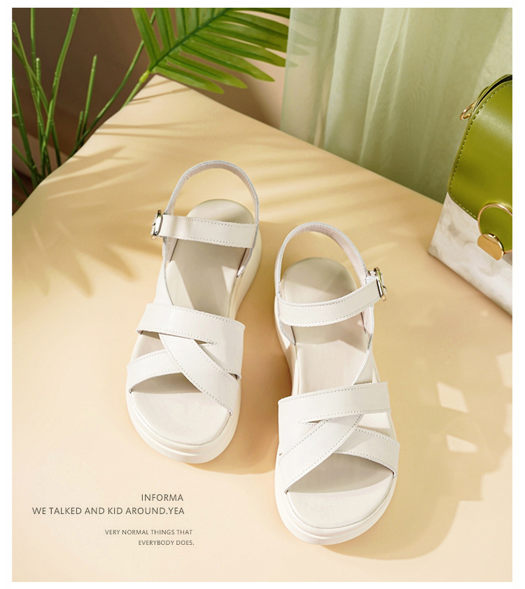 Dép sandal nữ quai ngang đế xốp mềm da thật phong cách La Mã — Màu đen chi tiết 21