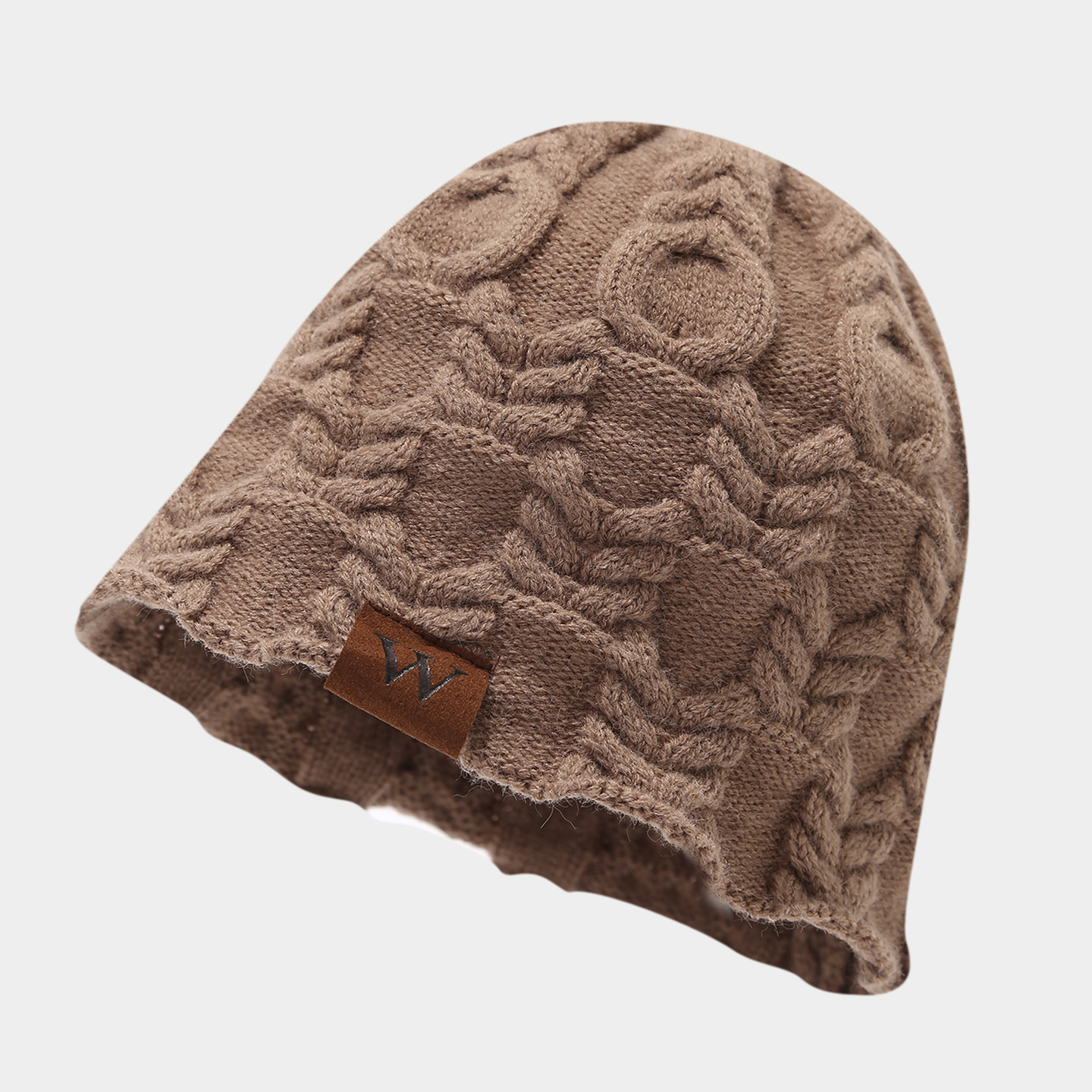 Transfronterizos sombrero de mujer otoño y invierno ocio al aire libre W cuero etiqueta torsión gorra de protector de orejas gorra de punto caliente retro