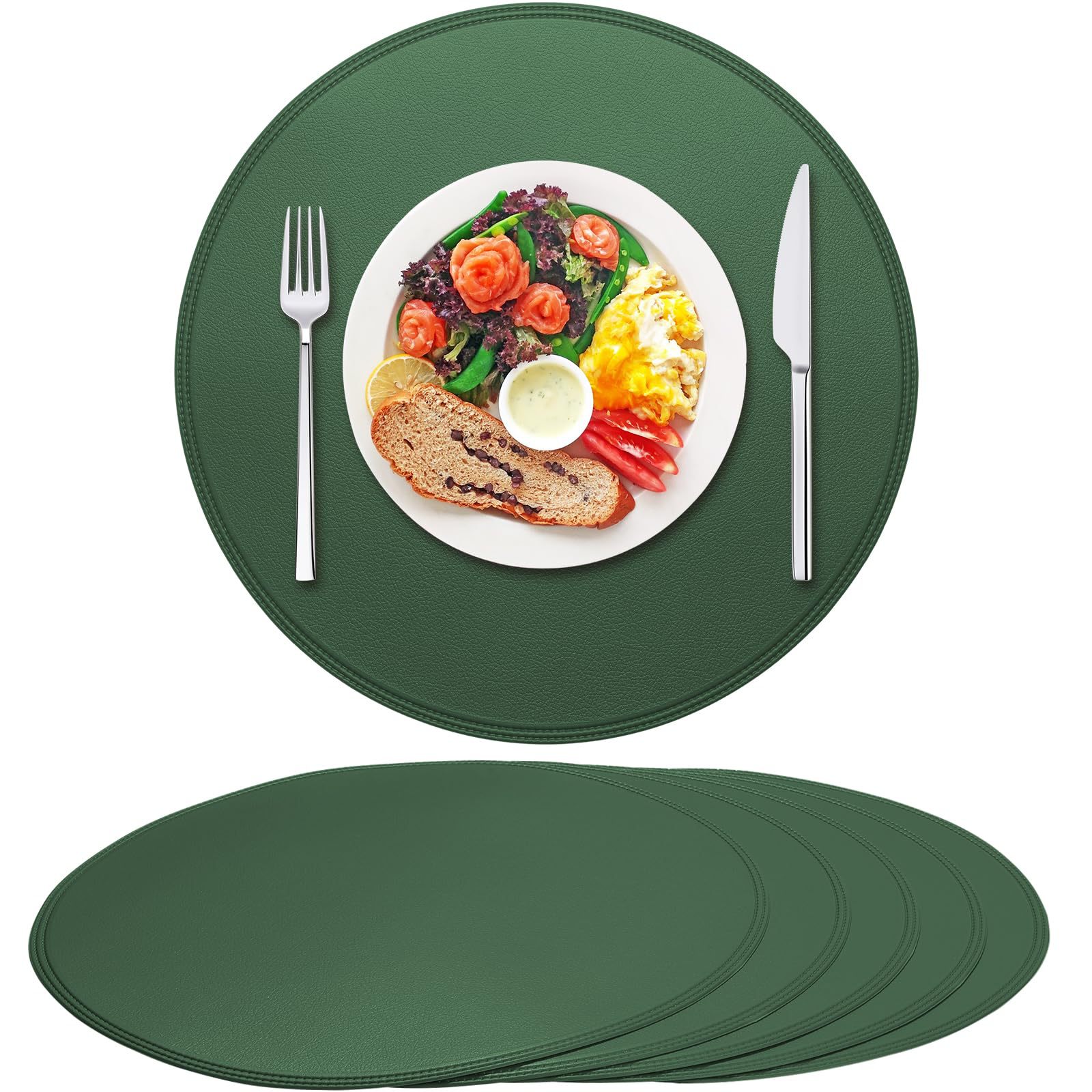 Amazon redondo de cuero mantel de doble capa de PVC impermeable mantel nórdico aislamiento pad American Coaster Mesa estera al por mayor