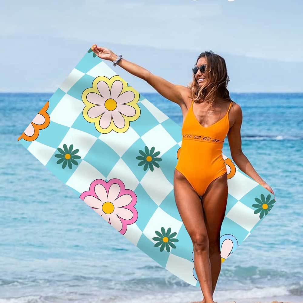 220g Weight Beach towel Home Textiles & Decor Type Superfine Fiber Material Heart Shape, Smiley Face, Flower Pattern Cute Style Cute Heart Shape Smiley Face Flower Superfine Fiber Beach Towel Towels 2