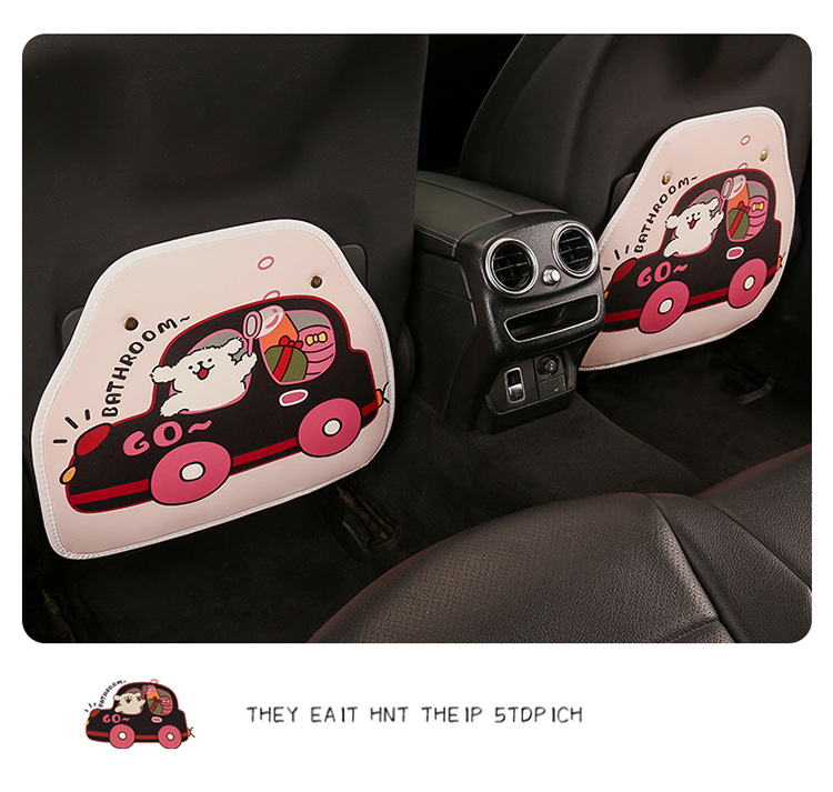 Driving Puppy Anti-Kick Pad, Cute Cartoon Seat Back Anti-Kick Pad, Car Seat Back Anti-Fouling Pad, Universal for All Seasons
