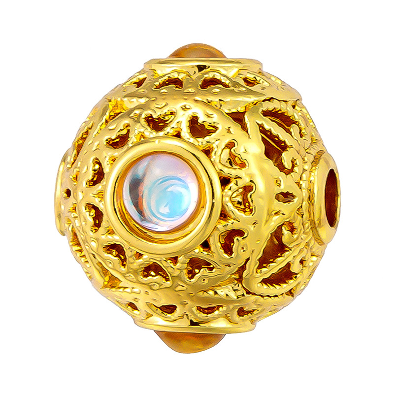 Colgante de cobre micro incrustado Gufasha oro goteo de aceite perlas de transferencia DiDi con perlas de acessorios de perlas huecas fábrica de perlas al por mayor