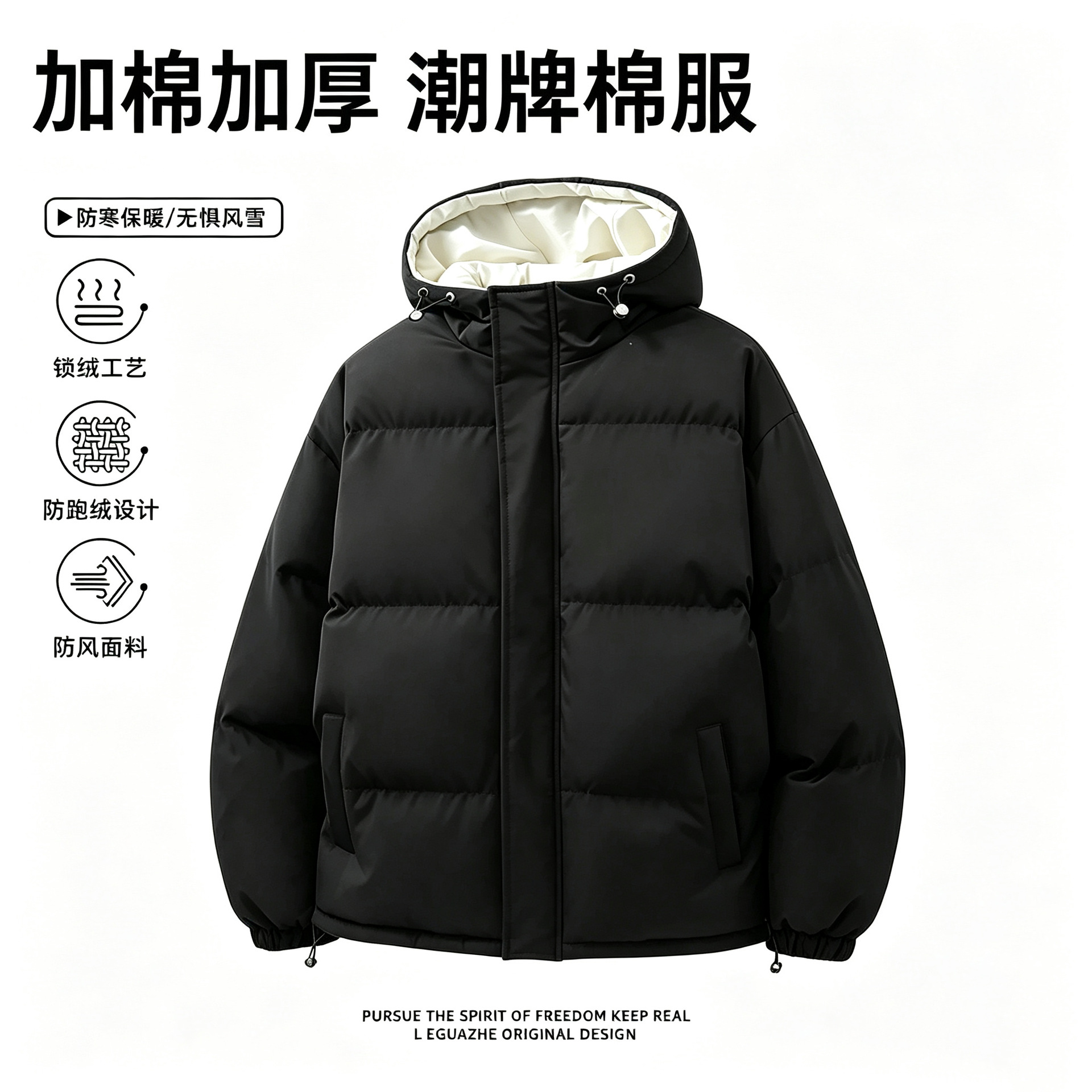 Jeep-style plaid patchwork cotton jacket for men and women, new winter trendy brand thickened warm cotton coat, cold-proof cotton outerwear