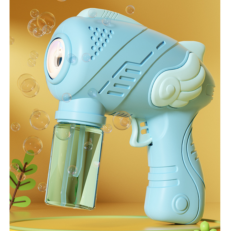 Internet celebridad agujero único Ángel máquina de burbujas automática Gatlin no fugas pistola de burbujas de juguete eléctrico para niños puesto de mercancías