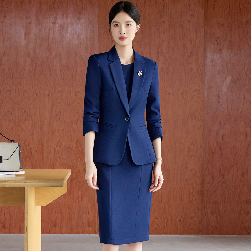 酒红色西装外套女春秋2025新款时尚气质高端西服连衣裙套装两件套|undefined