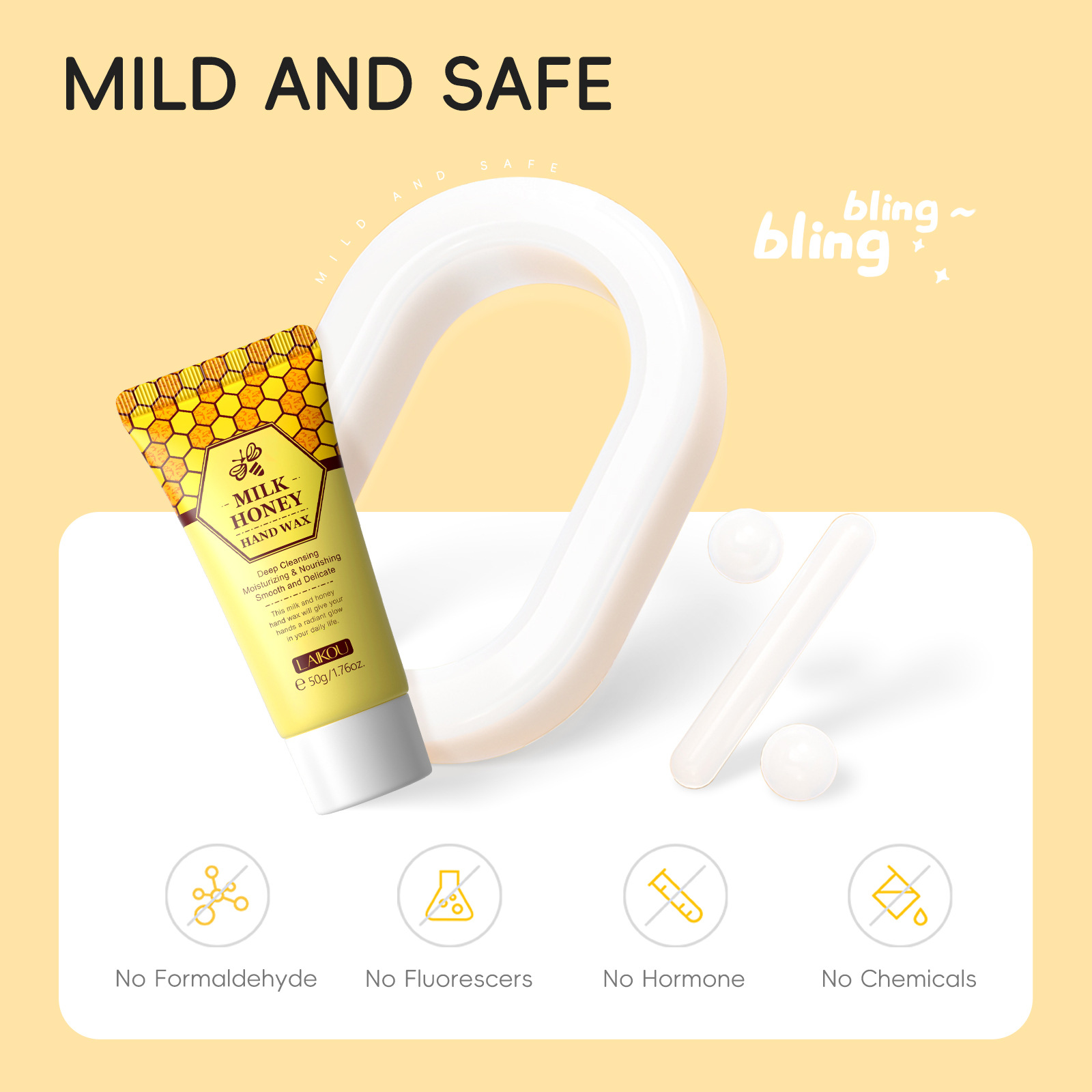 Cross-border English version LAIKOU Honey Milk Hand Wax 50g Hand Mask Moisturizing, hydrating and hydrating Autumn and winter manufacturer in stock undefined