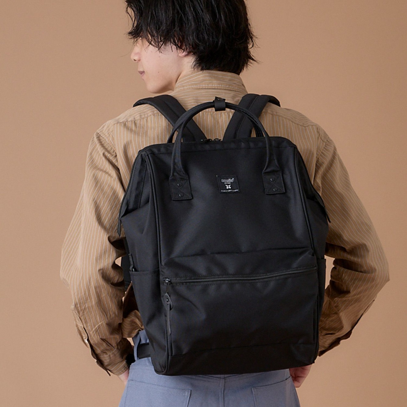 跨境日本乐天双肩包黑金书包潮牌男士旅行口金背包backpack bags