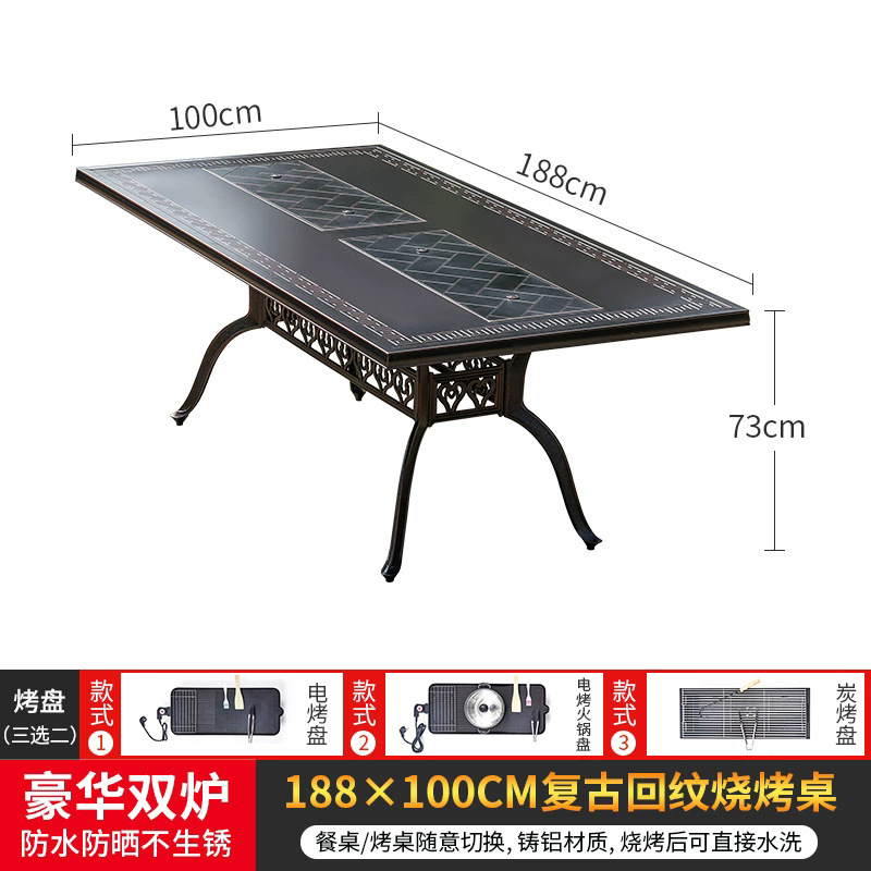 188 * 100cm retro estampado doble horno mesa de barbacoa
