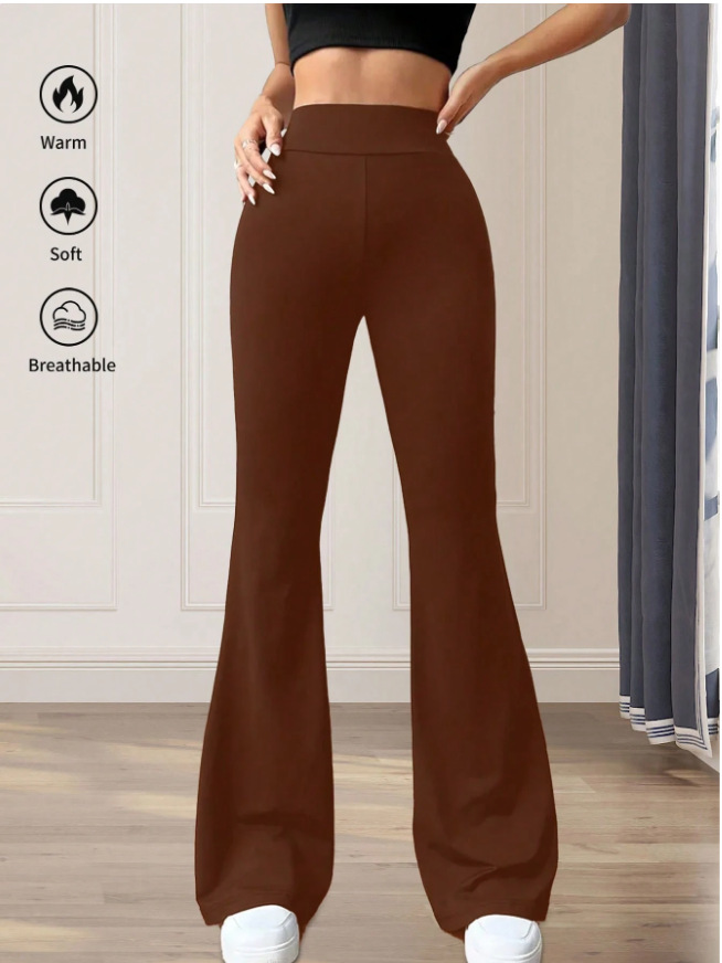 High-Waisted Yoga Pants For Women – Stretchy Flared Leggings, Seamless Workout & Lounge Pants (Black/Grey/Caramel)​_ecoleips.com