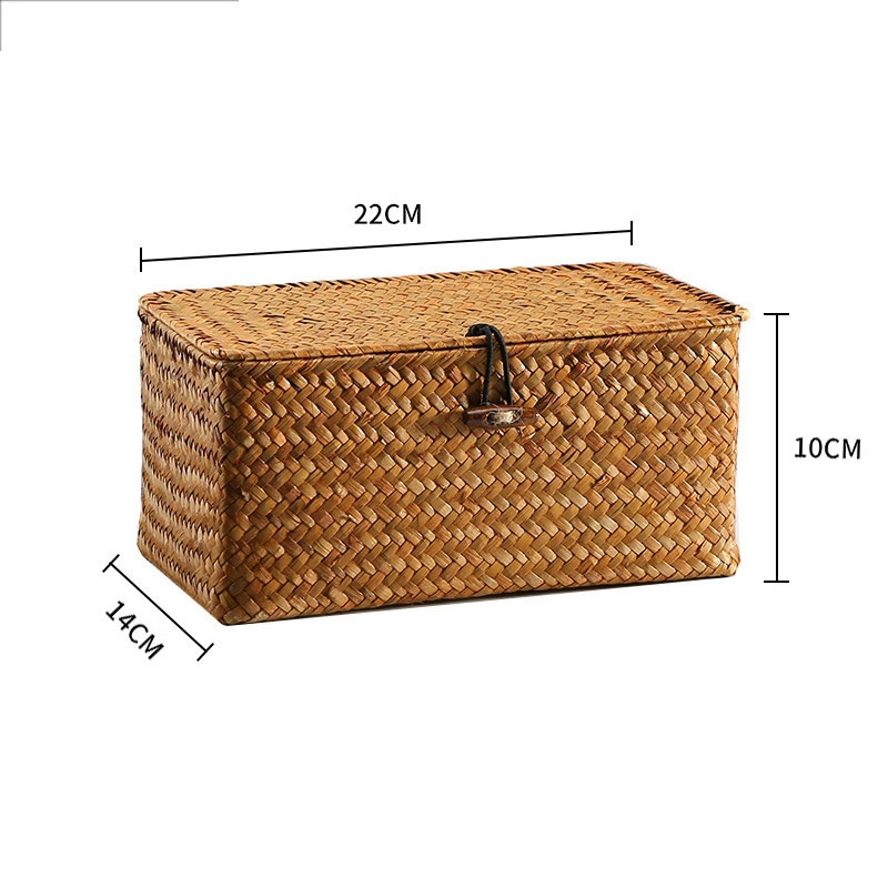 Straw Japanese storage box, woven accessory, storage system