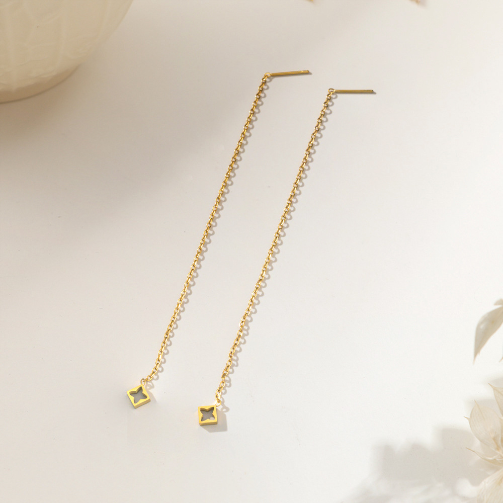 【xke0368】diamond-shaped hollow ear wire gold