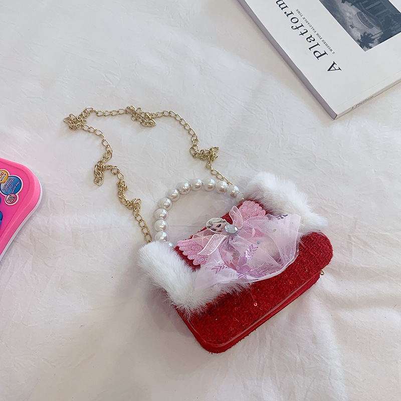 Bolso DE LOS NIÑOS estilo Chanel cadena bolsa de mensajero lindo bebé niña moda chica bolso de hombro moda perla