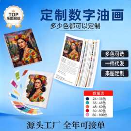 任何图片定制diy数字油画配6支木槿紫笔手绘油画可定制80色-120色