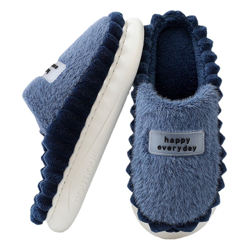 Zapatillas de algodón para el hogar para hombres más tamaño fondo grueso sala de invierno terciopelo cálido Zapatillas de algodón de alta gama zapatillas de invierno hombres