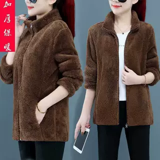 双面摇粒绒毛毛外套女短款大码珊瑚绒 冬加厚保暖抓绒上衣女卫衣
