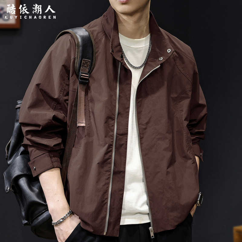 Autumn 2026 New Style Stand Collar Casual Jacket Men's American-Style Coat Simple Lightweight Breathable Clothing Plus Size Autumn 2026 New Style Stand Collar Casual Jacket Men's American-Style Coat Simple Lightweight Breathable Clothing Plus Size