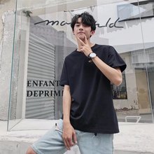 ins超火的短袖t恤2022夏季新款ulzzang学生男T色五分袖体恤批发