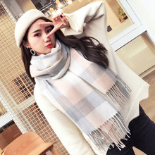 韩版时尚加厚围巾女秋冬新款格子围巾日系仿羊绒围巾保暖围脖披肩